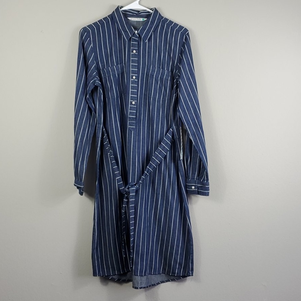 Given Kate Pinstripe Denim Dress Size M